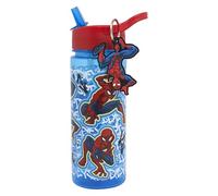 Polar Gear Bouteille d'eau Spiderman pour enfants avec paille - Pour la rentrée scolaire - Bleu et rouge - 500 ml