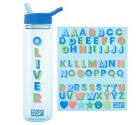 Polar Gear Bouteille pour enfants avec paille rabattable - Bioplastique écologique sans BPA, personnalisable avec des autocollants amusants Bleu ciel/azur 600 ml