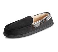 Polar Hommes Mousse A Mémoire Double Taille Moccasin Flâneur Semelle En Caoutchouc Fausse Fourrure Peluche Pantoufle - Noir Suède - UK10-11/EU44-45 - EA0636