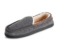 Polar Hommes Mousse A Mémoire Double Taille Moccasin Flâneur Semelle En Caoutchouc Fausse Fourrure Peluche Pantoufle - Dark Gris Se Sentait - UK10-11/EU44-45 - EA0630