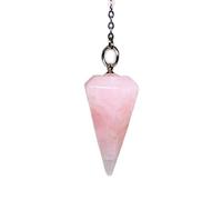 Polar Jade Pendule en cristal fait de pierre précieuse de quartz rose naturel pour radiesthésie, divination, chakra, Reiki. Pointu avec chaîne et pochette à bijoux, fournitures de sorcellerie