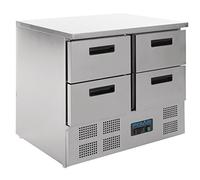 Polar Refrigeration G-Series 155W Table réfrigérée 4 tiroirs 240 litres, Acier inoxydable, 2°C à 5°C, 880x900x700mm, Refroidissement rapide assisté par ventilateur U638
