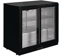Polar Refrigeration G-Series Arrière bar 208 litres, portes coulissantes, noir, 2°C à 8°C, 900x900x520 mm, 4 étagères, portes verrouillables à fermeture automatique, énergie Classement D, GL003
