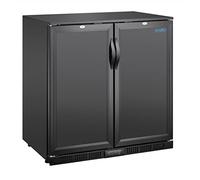 Polar Refrigeration G-series Arrière bar à double porte 230W 198 litres, noir, 2 ° C à 8 ° C, 850 (H) x 900 (L) x 520 (P) mm, portes solides verrouillables, 4 étagères, classe énergétique A, GE998