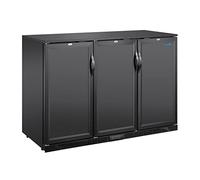Polar Refrigeration G-series Arrière bar triple porte 280W 320 litres, noir, 2°C à 8°C, 850(H) x1350(W) x520(D) mm, portes solides verrouillables, 6 étagères, classe énergétique B, GE999
