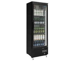 Polar Refrigeration G-Series Arrière bar vertical avec porte à charnières300W 307 litres, noir, 2°C à 8°C, 1872(H)x600(W)x514(D)mm, 4 étagères, porte verrouillable GJ447