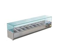 Polar Refrigeration G-Series Saladette réfrigérée 150W, acier inoxydable, 2°C à 8°C, 435(H)x1800(W)x395(D)mm, capacité : 8x 1/3 bacs Gastronorm (vendus séparément) ), GD877