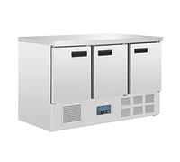 Polar Refrigeration G-Series Table réfrigérée à trois portes 235 W 368 litres, acier inoxydable, 2°C à 5°C, 880(H) x1370(W) x700(D) mm, 3 étagères, classe énergétique C, capacité utile : 308Ltr, G622