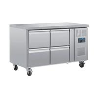 Polar Refrigeration Table réfrigérée GN 1/1 ventilée 4 tiroirs U-Series 300 W, inox, Capacité : 4x 1/1 GN, -2°C à 8°C, 860(H) x 1360(L) x 700(P) mm DA547