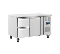 Polar Refrigeration U-Series Table réfrigérée 350W 1 porte 2 tiroirs 282 litres, acier inoxydable, -2°C à 5°C, 850(H)x1360(W)x700(D)mm, 1 étagère capacité utile : 171Ltr, GD873