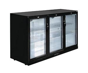 Polar Triple à charnière de porte arrière Bar Cooler 320L LED Noir Commercial réfrigérateur