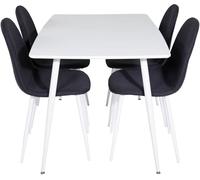 Polar120X80WHWH ensemble table, table blanc et 4 Polar chaises noir, blanc.