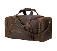 Polare 26" Full Grain Cowhide Leather Gym Duffle Weekender Overnight Travel Duffel Bag for Men 62L