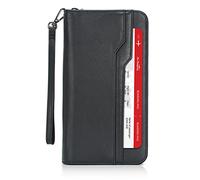 Polare Napa Leather Family Travel Passport Wallet and Documents Organizer RFID Blocking Case Holder Fits 6 Passports for Men and Women(Black)