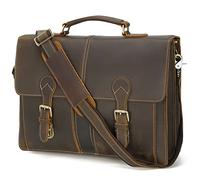 Polare Sac à bandoulière Vintage en Cuir Pleine Fleur avec Fermetures éclair YKK de qualité supérieure Medium Marron foncé