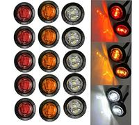 PolarLander 24V 3/4" Round Clearance LED Front Rear Side Indicator Bullet Marker Light for Truck RV Car Bus Remorque Van Caravan Boat Imperméable Jaune 5pcs & Rouge 5pcs & Blanc 5pcs