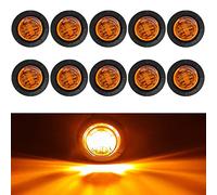 PolarLander 24V 3/4" Round Clearance LED Front Rear Side Indicator Bullet Marker Light for Truck RV Car Bus Remorque Van Caravan Boat Étanche Jaune Lot de 10pcs