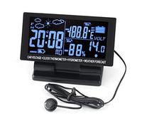 PolarLander 4 en 1 Thermomètre numérique de Voiture écran LCD hygromètre 12V DC Thermohygrographe Météo Voltage Clock