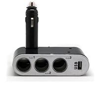 PolarLander Cigarette 12V / 24V DC Triple 3 Way Allume Adaptateur Splitter Prise Chargeur USB