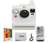 Polaroid Appareil photo instantané de type I Now Generation 3 (blanc galet) avec film couleur de type I (8 poses), étui de protection rigide, câble de charge USB-C et dragonne