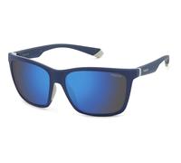 Polaroid Homme PLD 2126/S XW0/5X Lunettes de soleil Plastique Bleu/Gris Bleu Carré Miroir