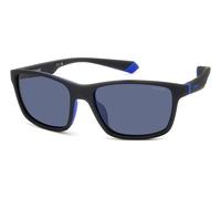 Polaroid Homme PLD 2153/S 0VK/C3 Lunettes de soleil Gomme Noir Bleu Enveloppant Polarisé
