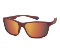 Polaroid Homme PLD 2153/S 0Z3/OZ Lunettes de soleil Gomme Rouge Rouge Enveloppant Polarisé Miroir