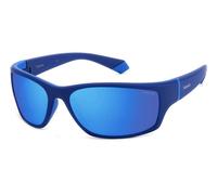 Polaroid Homme Polaroid PLD 2135/S ZX9/5X Lunettes de soleil Plastique Bleu Bleu clair Carré Polarisé Miroir