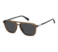 Polaroid Homme Polaroid PLD 4182/S/X 09Q/M9 Lunettes de soleil Polycarbonate Marron Gris Carré Polarisé