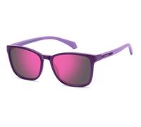 Polaroid Junior Polaroid PLD 8077/S 0T7/AI Lunettes de soleil Polycarbonate Violet Gris Carré Polarisé En miroir