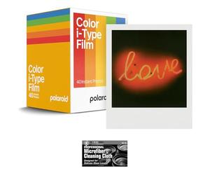 Polaroid Lot de 5 films couleur instantanés pour appareils photo i-Type 40 photos instantanées Fonctionne avec Polaroid Now, Now+, I-2 et Lab avec chiffon de nettoyage