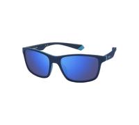 Polaroid Homme PLD 2153/S FLL/5X Lunettes de soleil Gomme Bleu Bleu Enveloppant Polarisé Miroir