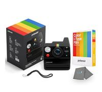 Polaroid Now + Appareil photo instantané i-Type 3ème génération + lot de 8 films couleur i-Type, contrôlé par application Bluetooth, noir, ensemble caméra Polaroid avec un chiffon de nettoyage pour