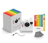Polaroid Now + Appareil photo instantané i-Type 3ème génération + lot de 8 films couleur i-Type, contrôlé par application Bluetooth, blanc, ensemble caméra Polaroid avec un chiffon de nettoyage pour