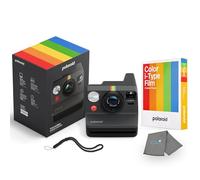 Polaroid Now Appareil photo instantané i-Type 3ème génération + lot de 8 films couleur i-Type, noir, appareil photo Polaroid avec un chiffon de nettoyage Lumintrail