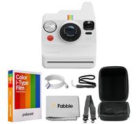 Polaroid Now + Generation 3 I-Type Appareil photo instantané Blanc Ensemble avec film Polaroid Color I-Type (8 poses), étui de protection rigide et câble USB-C de 1,8 m