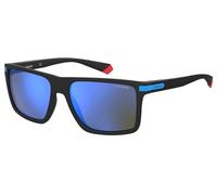 Polaroid Lunettes de soleil PLD 2098/S D51/5X Homme Carré Plastique Noir/Bleu Polarisées Miroir