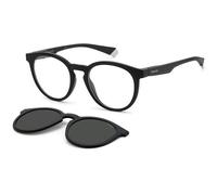 Polaroid Unisex PLD 2132/CS 003/M9 Lunettes de soleil Plastique Noir-opaque Gris Ronde Polarisé Clip-on