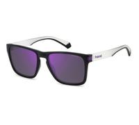 Polaroid Unisex Polaroid PLD 2139/S 5F3/MF Lunettes de soleil Plastique Noir opaque / Violet Violet Carré Polarisé Miroir