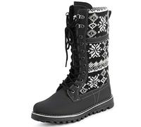 Polarr Femmes Fausse Fourrure Chaude Thermique Imperméable En Marchant Neige L'hiver Semelle En Caoutchouc Bottes - Noir Tricotée - UK8/EU41 - YC0609