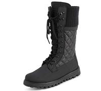 Polarr Femmes Fausse Fourrure Chaude Thermique Imperméable En Marchant Neige L'hiver Semelle En Caoutchouc Bottes - Noir Carde Mono - UK4/EU37 - YC0608