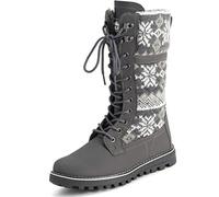 Polarr Femmes Fausse Fourrure Chaude Thermique Imperméable En Marchant Neige L'hiver Semelle En Caoutchouc Bottes - Gris Tricotée - UK5/EU38 - YC0610