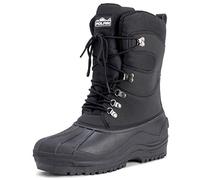 Polarr Hommes Tall Filet De Nylon Avec Superposition Canard Imperméable Sole Lacer Hiver Neige Bottes - Noir - UK12/EU46 - YC0445