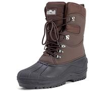 Polarr Hommes Tall Filet De Nylon Avec Superposition Canard Imperméable Sole Lacer Hiver Neige Bottes - Marron - UK9/EU43 - YC0446