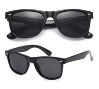 PolarSpex Lunettes de soleil rétro pour homme, lunettes de soleil polarisées pour femme, nuances cool pour conduite, pêche, Noir | Fumé, Large