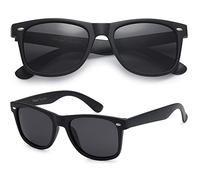 PolarSpex Lunettes de soleil polarisées rétro pour homme et femme - Nuances cool pour la conduite, la pêche, Noir mat | Fumé, Large