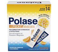 Polase Pocket, Complément alimentaire de magnésium et de potassium à prendre sans eau, contre fatigue et fatigue, chaud, goût orange, 14 bâtons orosolubles