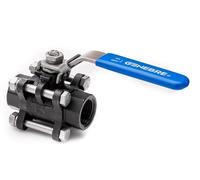 POLBERIS Vanne à boisseau sphérique DN20, c'est-à-dire 3/4" FF fileté en parallèle poignée bleue Valve à bille en acier au carbone 150psi Threaded BSP 1000 WOG CS 2034 BSP 63bar acier