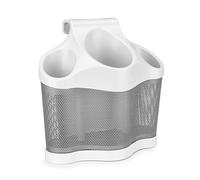 Polder Style Station, Tool Organizer for Hair Dryer, Curling Iron, and Straightener, Easy-to-Store Hair Styling Station, White and Silver