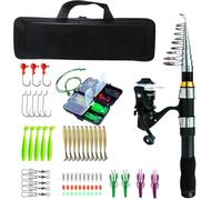 Pole Combo - Ensemble de moulinet télescopique portable avec étui de transport, matériel de transport inclus pour les voyages | Kit d'engrenage compact pour l'eau douce ou l'eau salée, idéal pour les